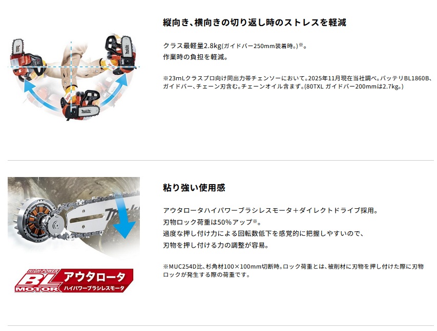 在庫あり】マキタ MUC258DRG 充電式チェンソー (青) [トップハンドル