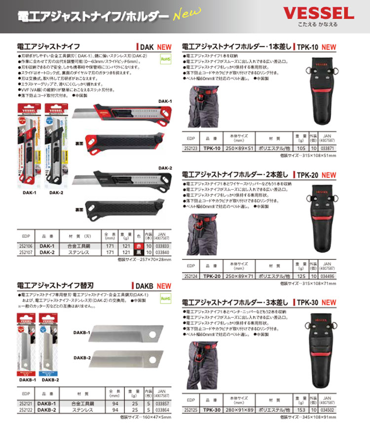 タナカ金物プロ-ベッセル TPK30 電工アジャストナイフ用