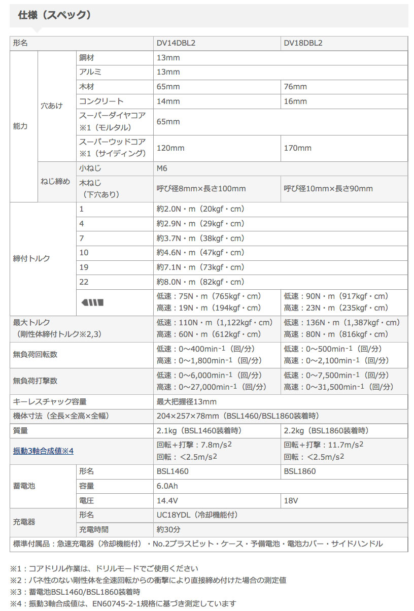 HiKOKI 充電式振動ドライバドリル DV14DBL2 (2LYPK) 14.4v/6.0Ah