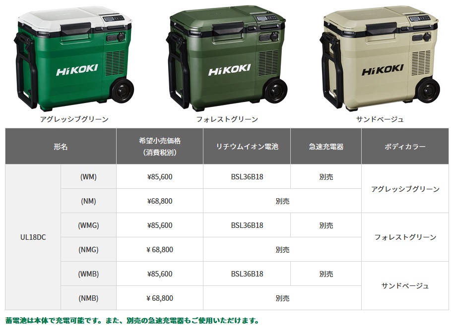 流行サイト ハイコーキ[HiKOKI] 18V-8.0Ah コードレス冷温庫 UL18DC（WMG）フォレストグリーン※沖縄県の方は別途追加 冷蔵庫・冷凍庫 