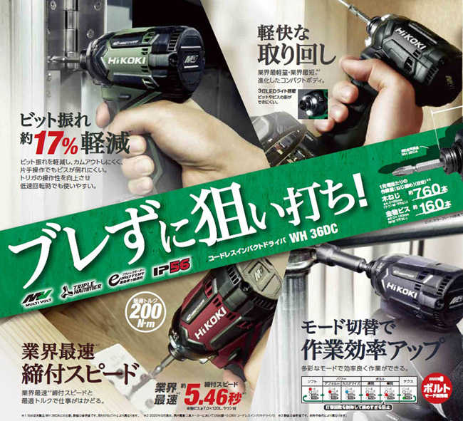HiKOKI(ハイコーキ) 36Vインパクトドライバ WH36DC(NN