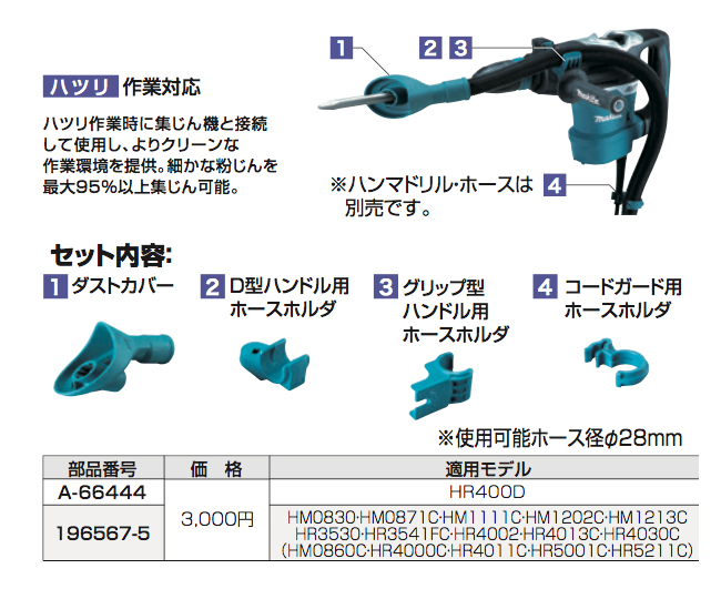 マキタ A-66444 電動ハンマ・ハンマドリル用 集じんアタッチメント