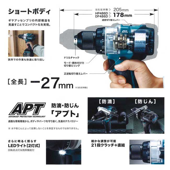 マキタ DF486DZ 充電式ドライバドリル DF486DZ 18V対応(本体のみ