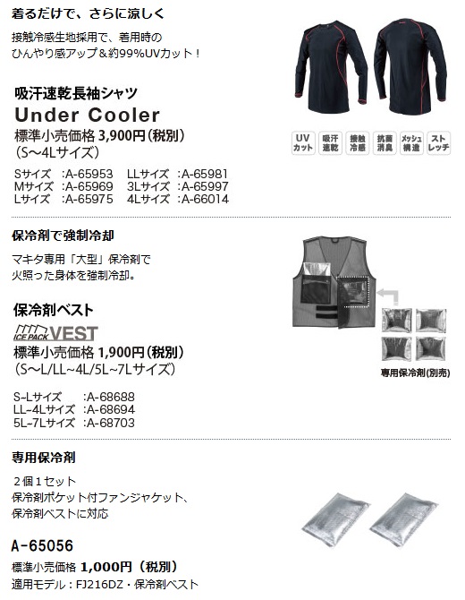 マキタ FJ216DZ (グレー) 充電式ファンジャケット (ポリエステル) 18V