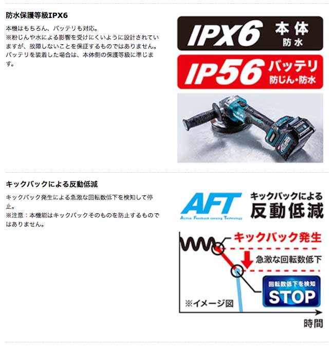 マキタ(makita) GA037GZ 40Vmax 180mm 充電式ディスクグラインダ（本体のみ）バッテリ・充電器別売 パドルスイッチ＋ブレーキ付 