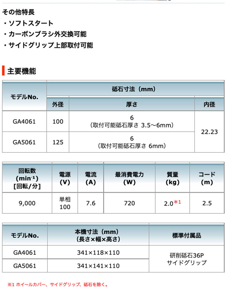 マキタ GA5061 ディスクグラインダ 125mm (X-LOCK・パドル マキタ GA5061 ディスクグラインダ 125mm (X-LOCK・パドル