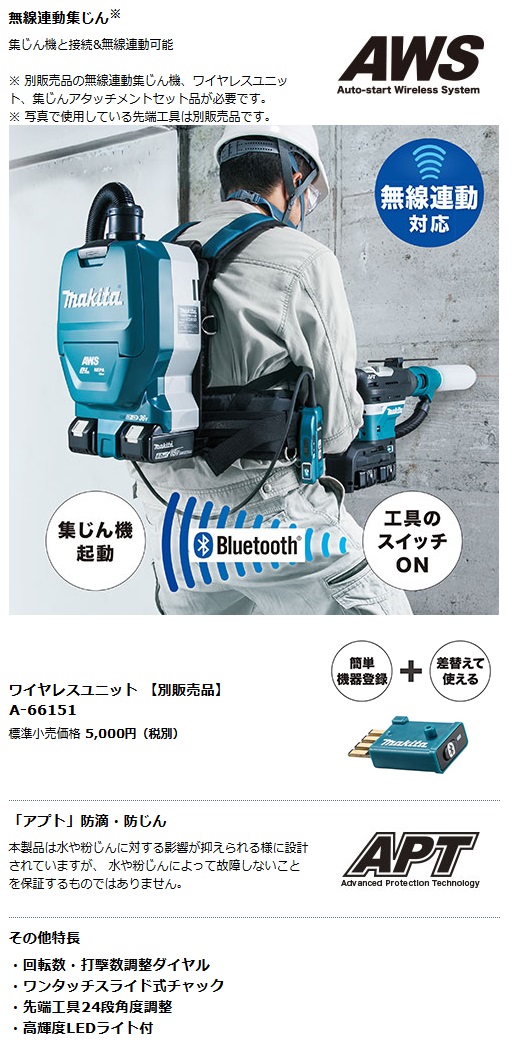 マキタ HR400DPG2N 40mm充電式ハンマドリル HR400DPG2N 18V+18V対応 (バッテリBL1860B×2本・2口急速充電 器DC18RD・ケース付) ※ビット別売 | タナカ金物『プロ』