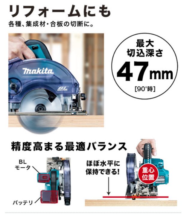 タナカ金物プロ-マキタ KS511DRGX 125mm充電式防じんマルノコ (18V/6.0 
