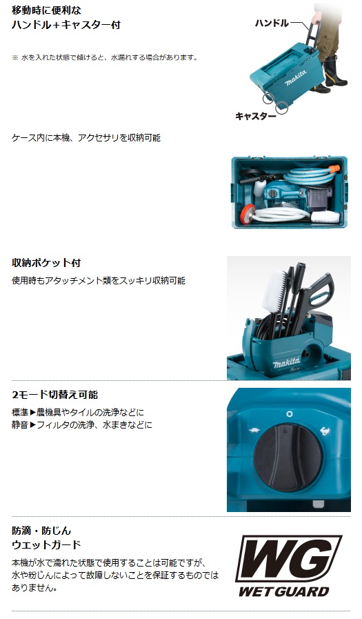 マキタ 充電式高圧洗浄機 MHW080DZK (18V+18V対応)(本体のみ、ケース付 ...