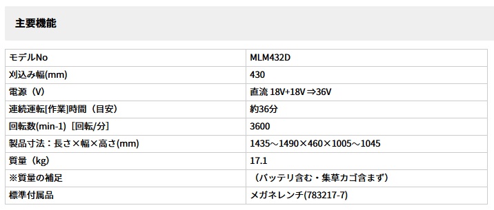 超高品質で人気の マキタ MLM432DZ 430mm充電式芝刈機 18V 18V対応 本体のみ：バッテリ 充電器別売 ※バッテリ1本での使用はできません 