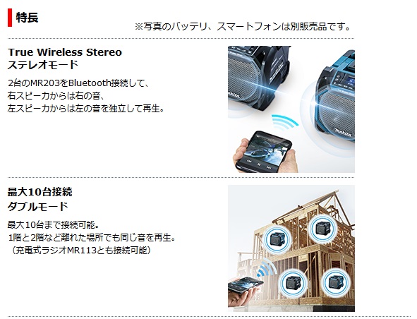 タナカ金物プロ-マキタ MR203 充電式スピーカー MR203 (青)(本体のみ