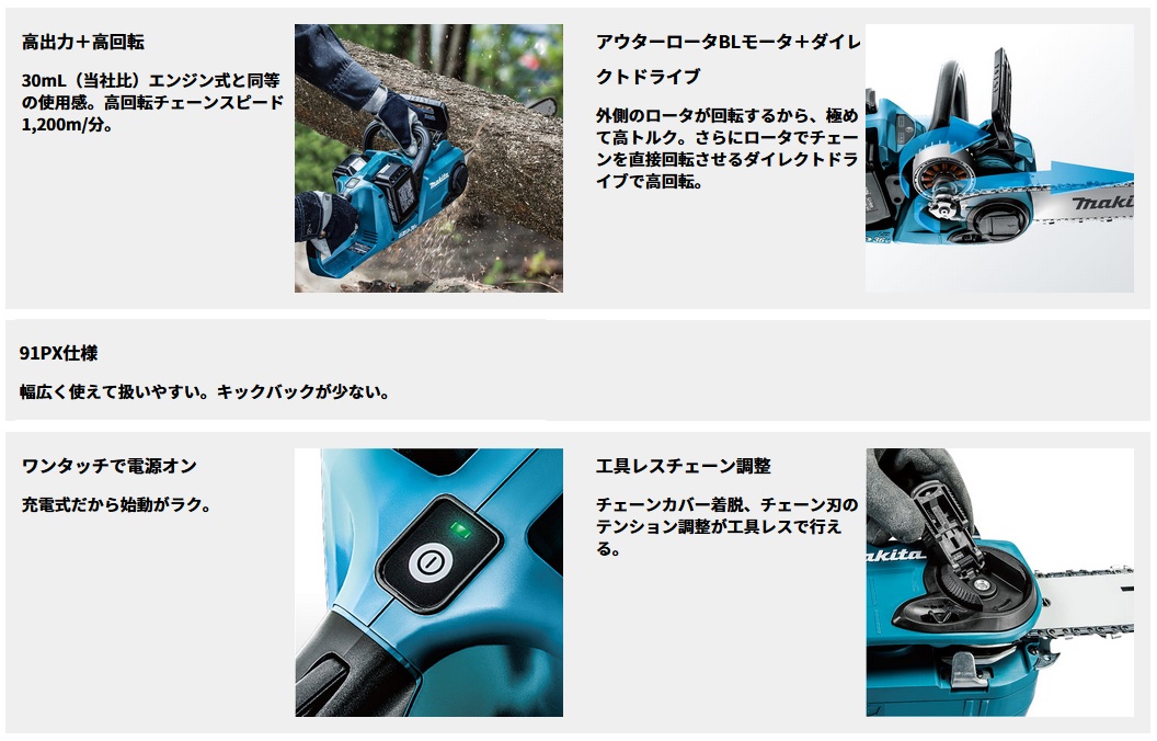 マキタ MUC303DPG2 充電式チェンソー(青) 18V+18V/6.0Ah 300mm/91PX 