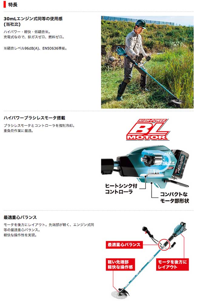 安心の定価販売 ニッチ リッチ キャッチマキタ makita 40Vmax 充電式草刈機 左右非対称Uハンドル バッテリー 充電器付き  MUR002GRM 草刈り機 草刈機 刈払機 刈払い機 芝刈機