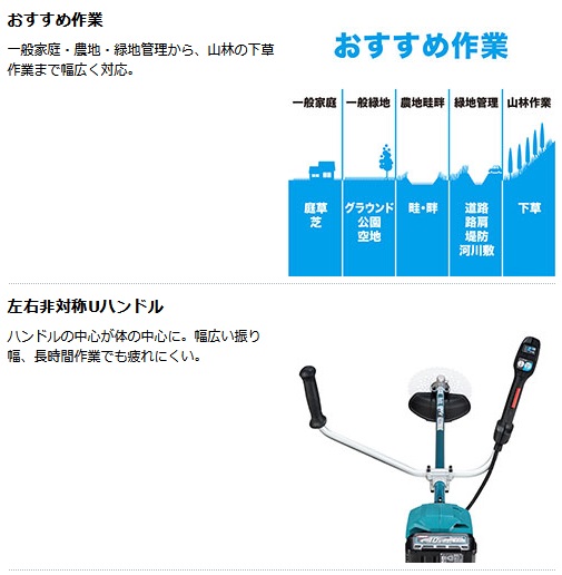 マキタ MUR012GZ 充電式草刈機 Uハンドル (40V+40V対応)(本体のみ