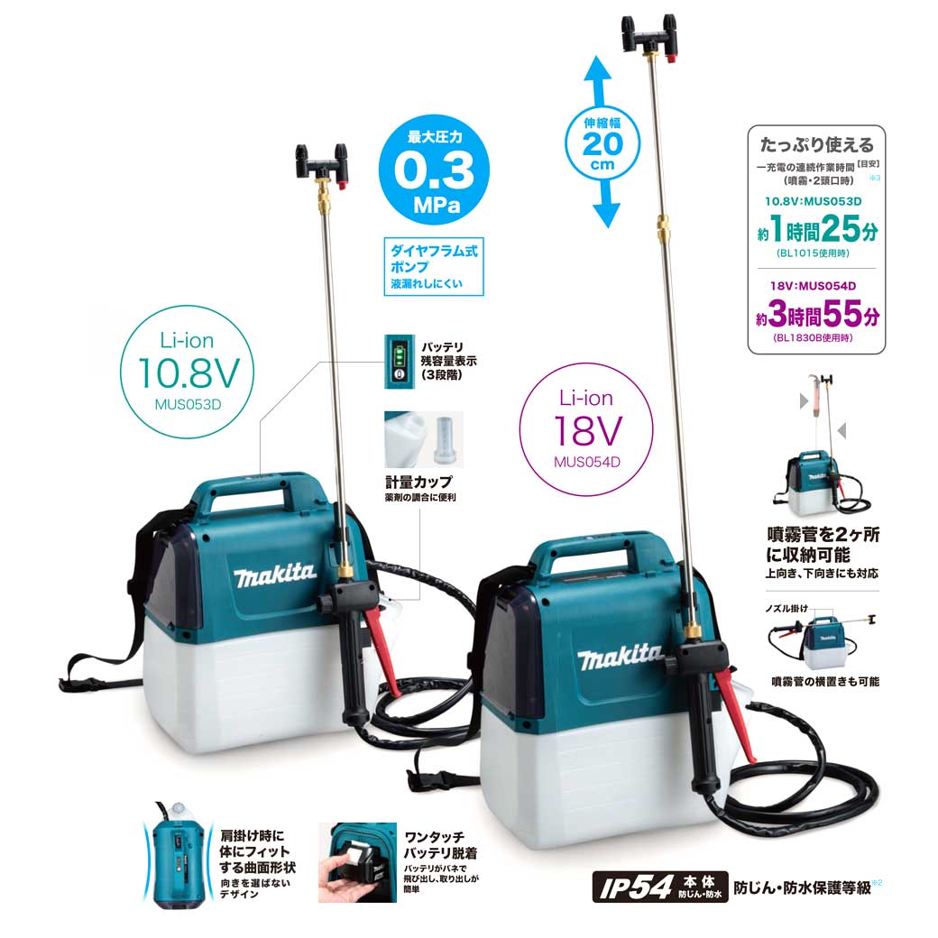 マキタ　18V　充電式噴霧器（タンク容量：15L）　MUS156DZ　本体のみ - 2