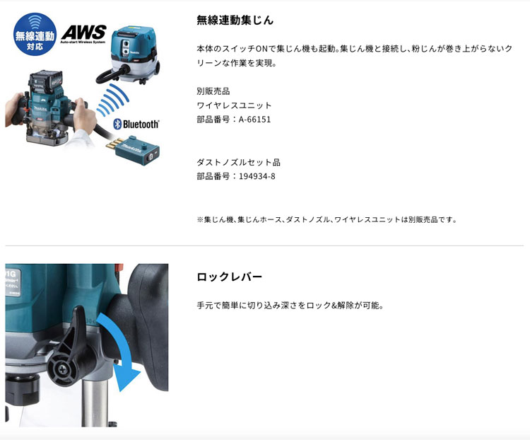 タナカ金物プロ-マキタ RP001GZ 充電式ルーター 40Vmax対応(本体