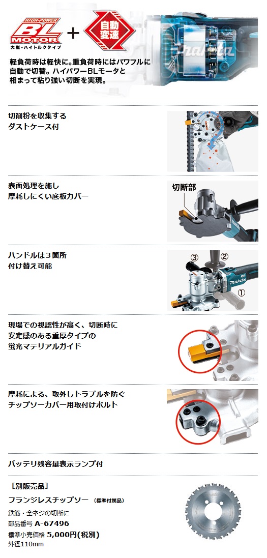 マキタ 充電式チップソーカッタ SC251DRG (18V/6.0Ah)(バッテリ マキタ 充電式チップソーカッタ SC251DRG (18V/6.0Ah)(バッテリ