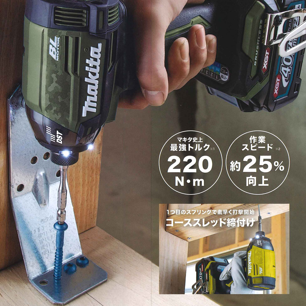 公式ショップ マキタ Makita 充電式インパクトドライバ 黒 40Vmax2.5Ah バッテリ2本 充電器 ケース付 TD002GRDXB 