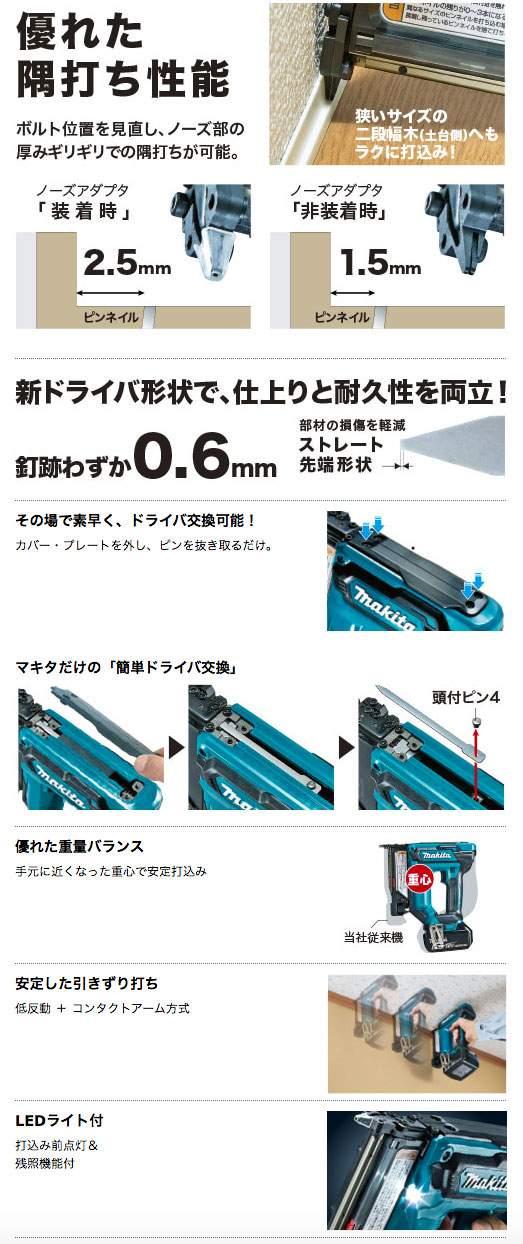 未使用 マキタ 充電式ピンタッカ PT353DRG 充電器 バッテリ付き