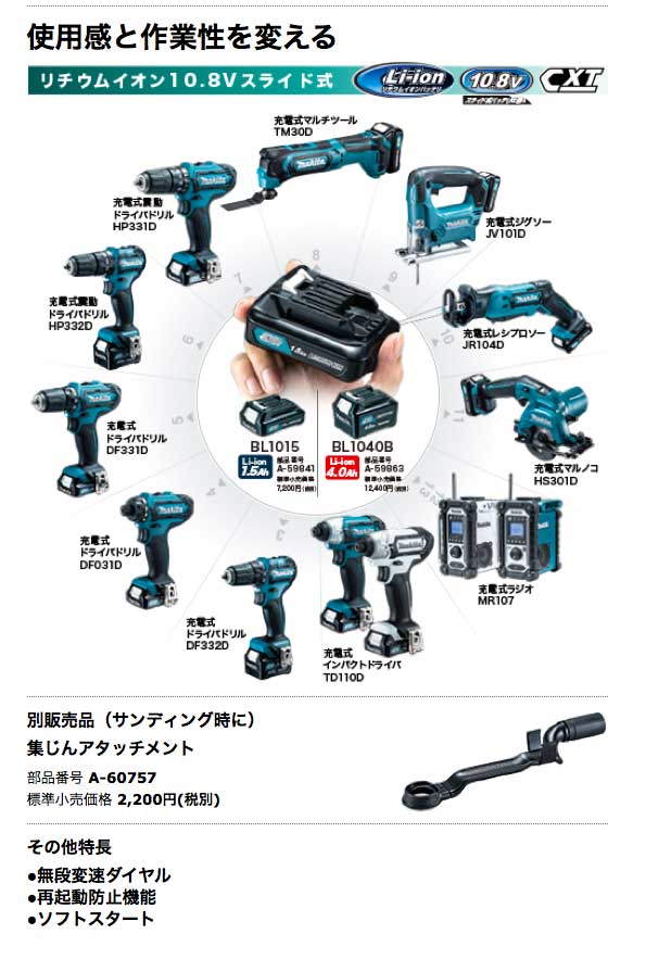 日立マキタ　充電式マルチツール　10.8V TM30DZ