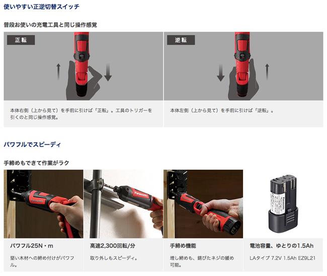 タナカ金物プロ-Panasonic EZ7521X-R 充電スティックインパクト タナカ金物プロ-Panasonic EZ7521X-R 充電スティックインパクト